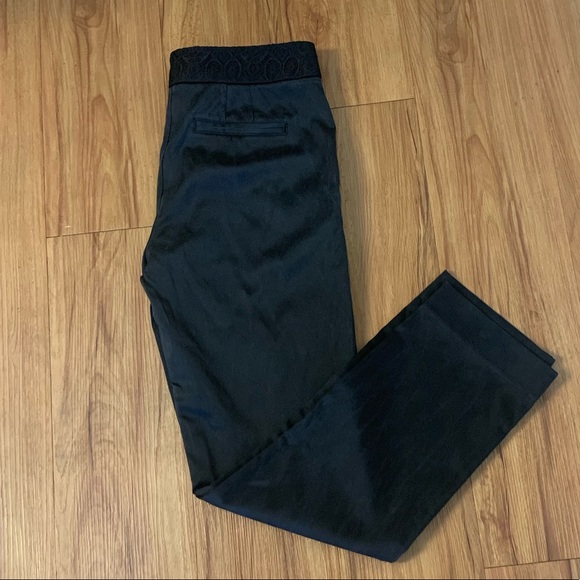Tory Burch Black Silk Straight Leg Dress Pants - Picture 3 of 8